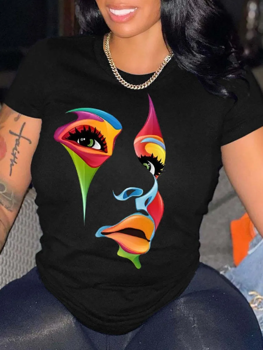 LW Plus Size Mixed Figure Cartoon Letter Print T-shirt Short Sleeve L-5XL Summer Tops For Women
LW Plus Size Mixed Figure Cartoon Letter Print T-shirt Short Sleeve L-5XL Summer Tops For Women