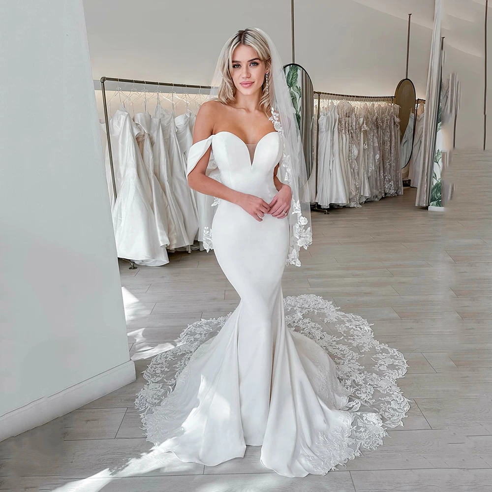 Msikoods Sexy Satin Wedding Dresses Mermaid off The Shoulder Lace Appliques 2023 Sweet Train Long Formal Bride Gowns Custom Made
Msikoods Sexy Satin Wedding Dresses Mermaid off The Shoulder Lace Appliques 2023 Sweet Train Long Formal Bride Gowns Custom Made