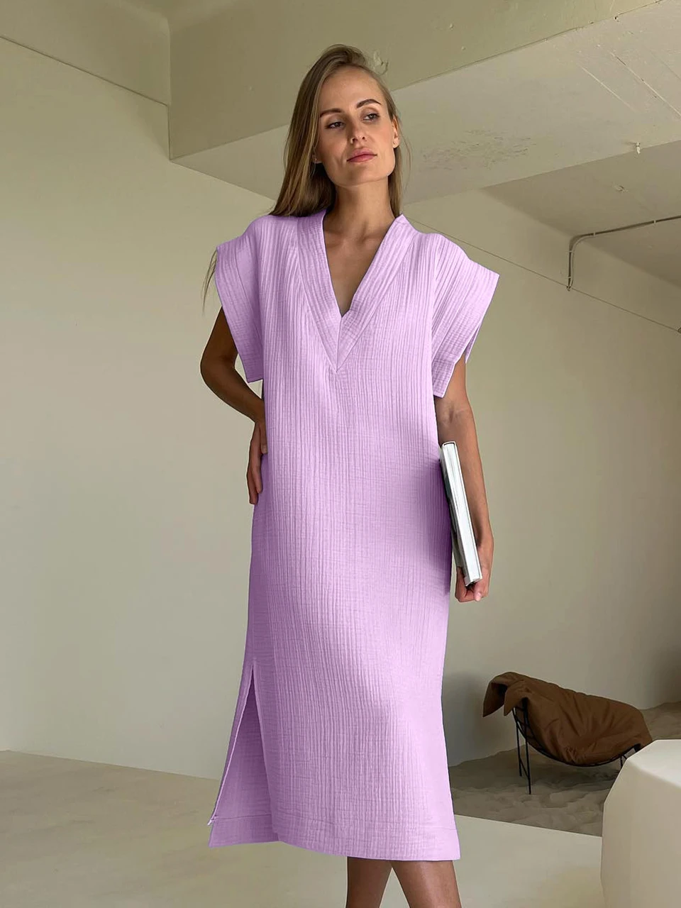 Linad Cotton Night Dress Women Loose V Neck Sleeveless Sleepwear Female Casual 2023 Spring Woman Dresses Split Pajamas Solid
Linad Cotton Night Dress Women Loose V Neck Sleeveless Sleepwear Female Casual 2023 Spring Woman Dresses Split Pajamas Solid
