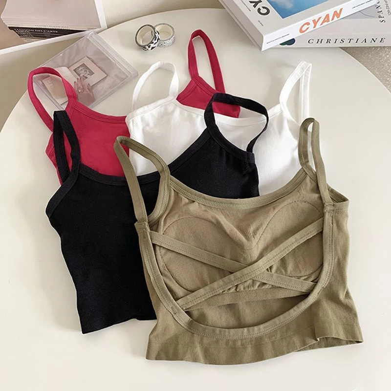 Women Sexy Backless Camis Underwear Padded Bra Fixing Cup Cross Back Knitted Crop Tops Off Shoulder Tops For Women
Women Sexy Backless Camis Underwear Padded Bra Fixing Cup Cross Back Knitted Crop Tops Off Shoulder Tops For Women