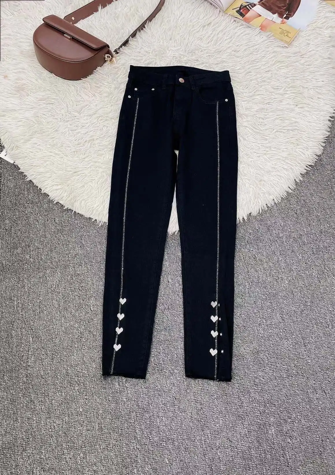 Woman Pant Jean Clothes Denim Trousers Overalls Pencil Heart Diamond Elastic Long Pants 2022 Spring 
Woman Pant Jean Clothes Denim Trousers Overalls Pencil Heart Diamond Elastic Long Pants 2022 Spring