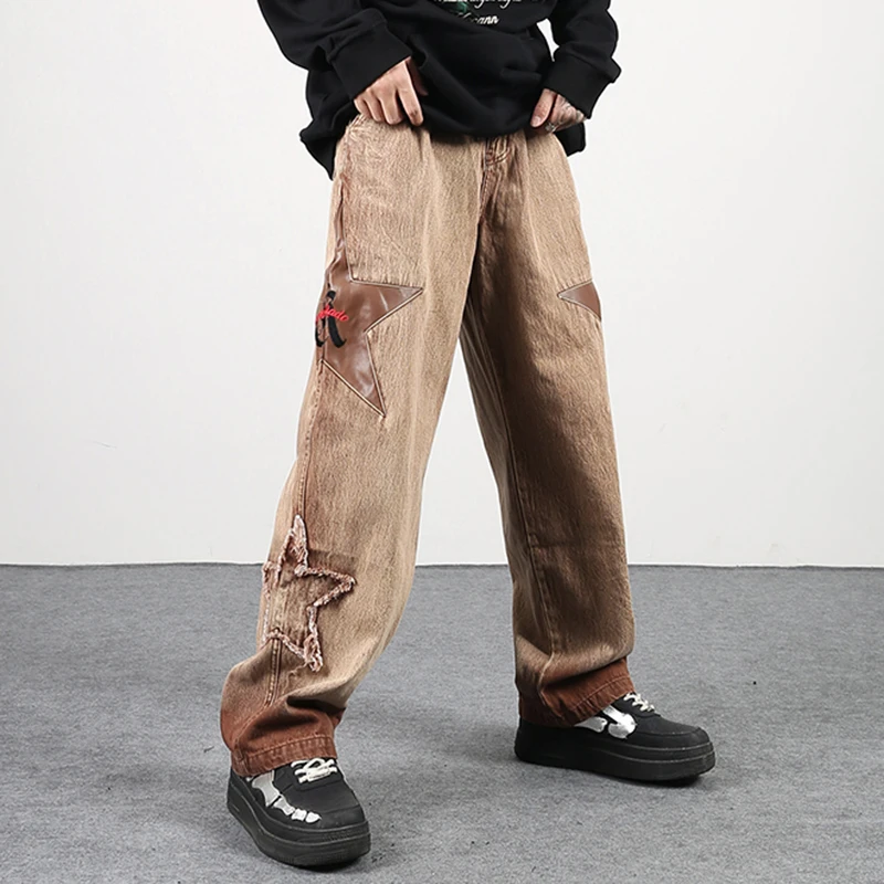 High Street Distressed Five Stars Embroidery Retro Jeans Pants Men's Gradient Color Straight Ripped Baggy Denim Trousers
High Street Distressed Five Stars Embroidery Retro Jeans Pants Men's Gradient Color Straight Ripped Baggy Denim Trousers