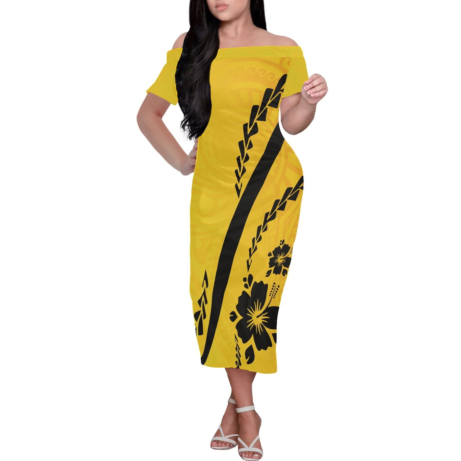 Yellow Dress Women Fashion Sexy Polynesian Samoan Hibiscus Printing Off-the-Shoulder High Quality Short Sleeve Long Dress
Yellow Dress Women Fashion Sexy Polynesian Samoan Hibiscus Printing Off-the-Shoulder High Quality Short Sleeve Long Dress
