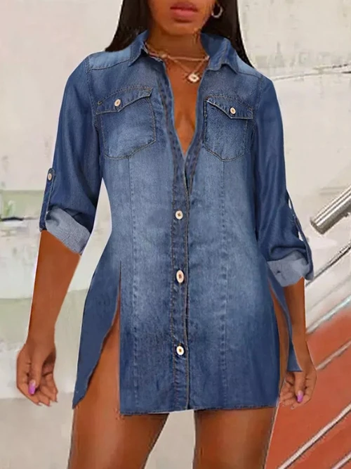 Women Fashion Denim Shirt 2023 Autumn Casual Long Sleeve Bottom Rolled Sleeve Tops Female Basic Loose Cowboy Blouses
Women Fashion Denim Shirt 2023 Autumn Casual Long Sleeve Bottom Rolled Sleeve Tops Female Basic Loose Cowboy Blouses