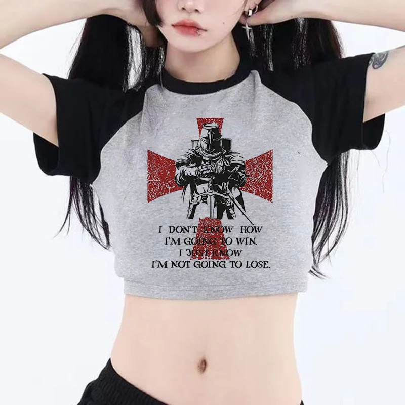 

Templars fairycore 2000s gothic crop top Female cute hippie streetwear graphic clothes cropped