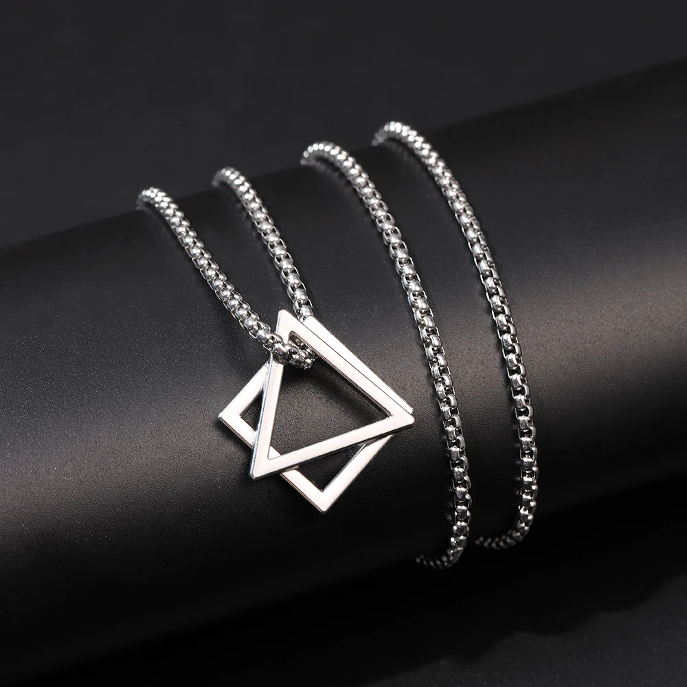 2023 Triangle Square Combination Of Stainless Steel Punk Hip-hop Necklace Men's Trendy Simple And Versatile Pendant Accessories
2023 Triangle Square Combination Of Stainless Steel Punk Hip-hop Necklace Men's Trendy Simple And Versatile Pendant Accessories