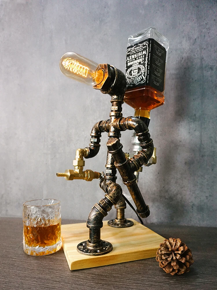Water pipe robot, industrial style, vintage table lamp, coffee shop, restaurant, bar table decoration, wine rack, wine dispenser
Water pipe robot, industrial style, vintage table lamp, coffee shop, restaurant, bar table decoration, wine rack, wine dispenser
