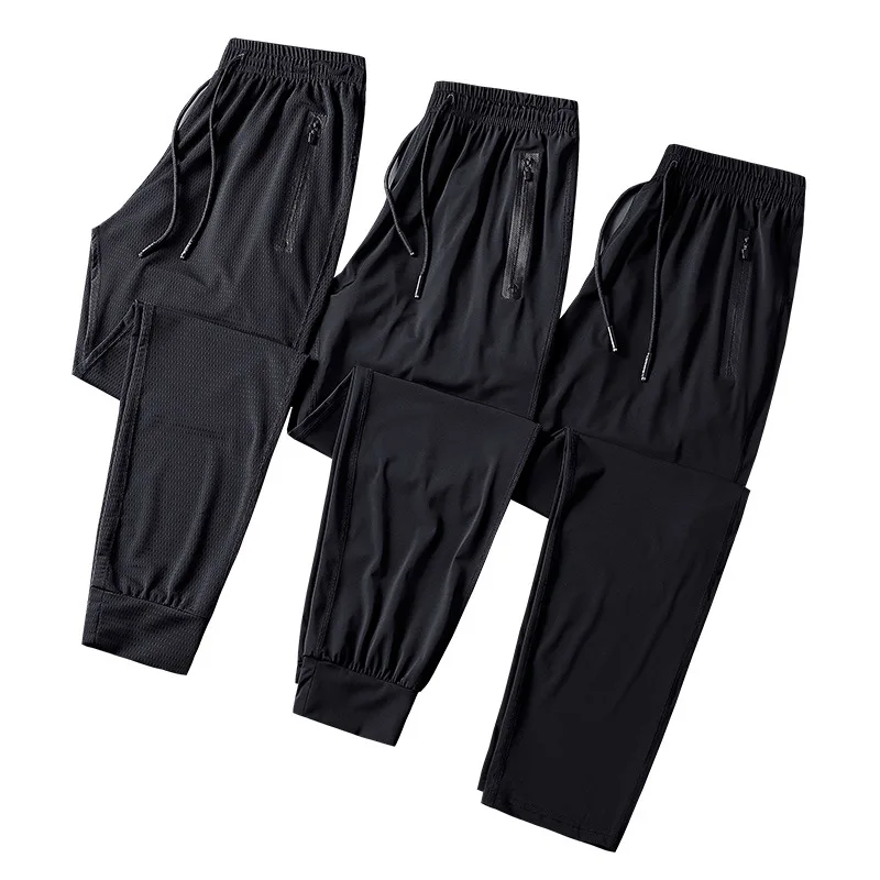 

L-9XL Summer Men Sport Pants Long Zipper Pocket Quickly Dry Sweatpants Running Jogger Casual Fitness Gym Workout Pant Sportswear