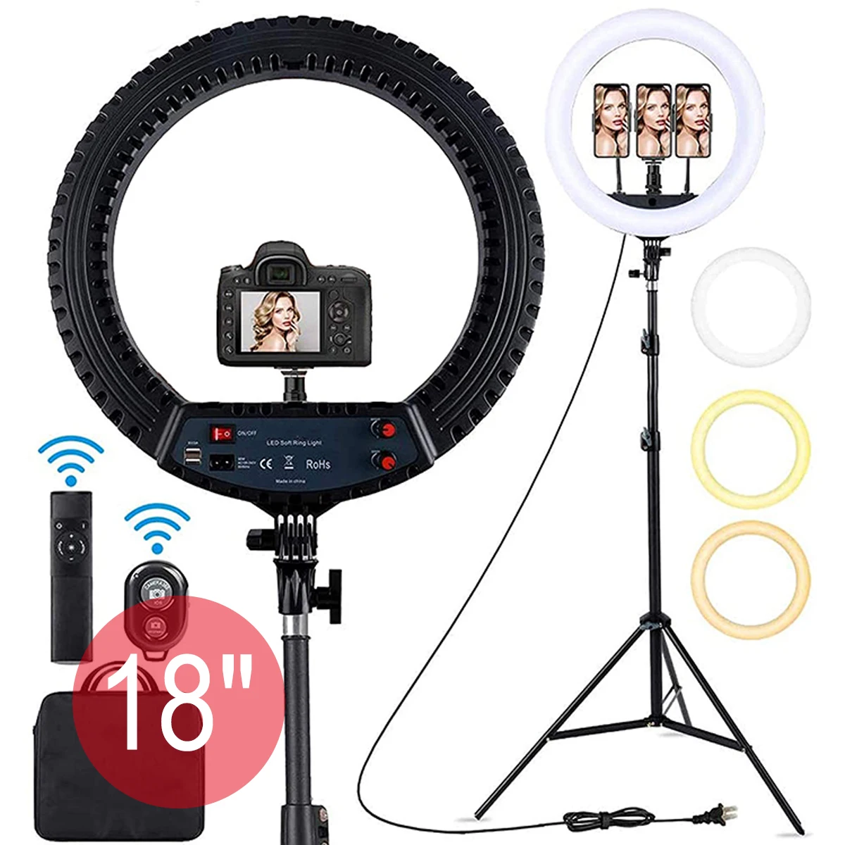 Remote 45cm 18inch LED Dimmable Makeup Video Ringlight Selfie Ring Circle Lamp 45 CM 18 inch Ring light with Tripod Stand
Remote 45cm 18inch LED Dimmable Makeup Video Ringlight Selfie Ring Circle Lamp 45 CM 18 inch Ring light with Tripod Stand