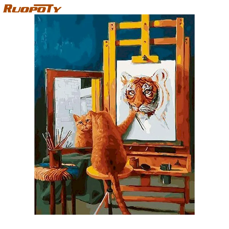 RUOPOTY 40x50cm Diy Painting By Numbers Cat Tiger DIY Frame Pictures By Number Animal Paint On Canvas Home Decoration 
RUOPOTY 40x50cm Diy Painting By Numbers Cat Tiger DIY Frame Pictures By Number Animal Paint On Canvas Home Decoration