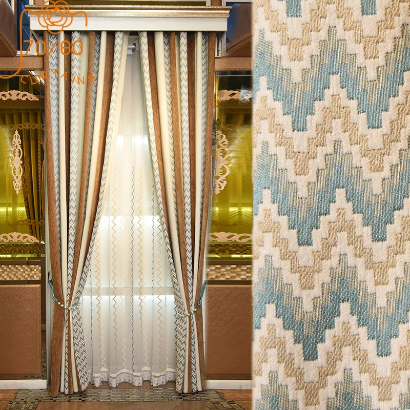 2020 New American Stripe Stitching Thickened Chenille Blackout Curtains for Living Room Bedroom Finished Product Customization
2020 New American Stripe Stitching Thickened Chenille Blackout Curtains for Living Room Bedroom Finished Product Customization