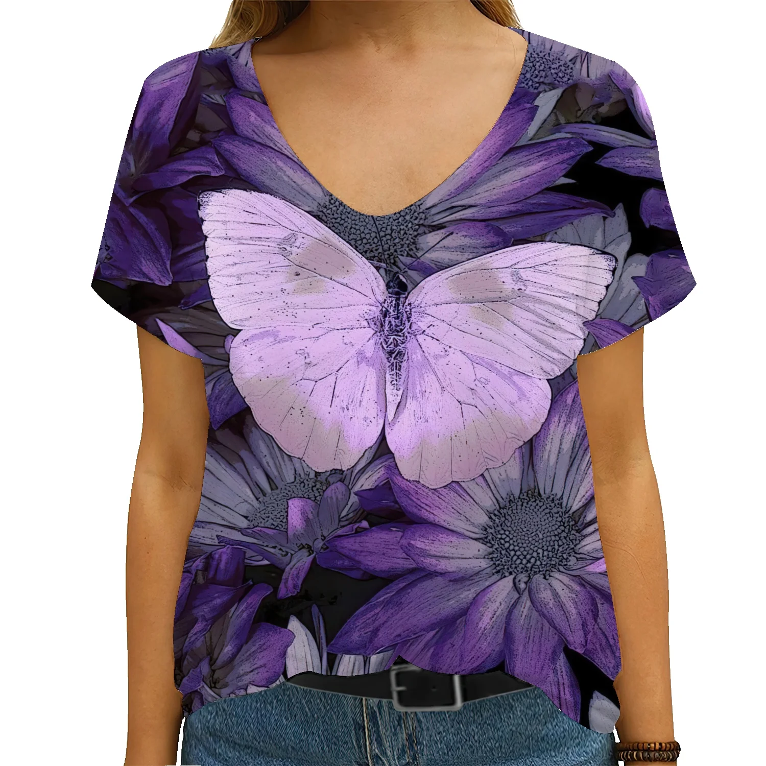 2022 Summer 3D Butterfly Print T Shirt Women Summer Casual V Neck Half Sleeve Loose Plus Size 5XL 
2022 Summer 3D Butterfly Print T Shirt Women Summer Casual V Neck Half Sleeve Loose Plus Size 5XL