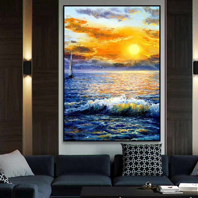 Seaside Sunrise 100% Hand Painted Oil Painting Wall Art For Home Living Room Handmade Restaurant Entrance Sofa Art Office
Seaside Sunrise 100% Hand Painted Oil Painting Wall Art For Home Living Room Handmade Restaurant Entrance Sofa Art Office