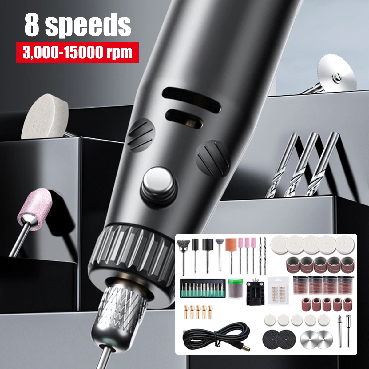 New 275Pcs Rotary Tools Kit Mini Rotary Tool Reusable Battery Operated Engraving Tool Kit Multifunctional Portable Electric
New 275Pcs Rotary Tools Kit Mini Rotary Tool Reusable Battery Operated Engraving Tool Kit Multifunctional Portable Electric