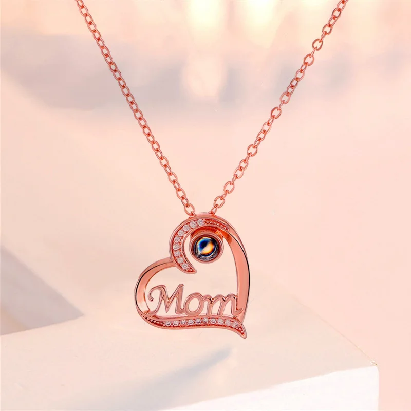 European and American Zircon Mom Necklace For Women Heart 100 Language Projection Collar Chain Mother's Day Necklace Jewelry
European and American Zircon Mom Necklace For Women Heart 100 Language Projection Collar Chain Mother's Day Necklace Jewelry