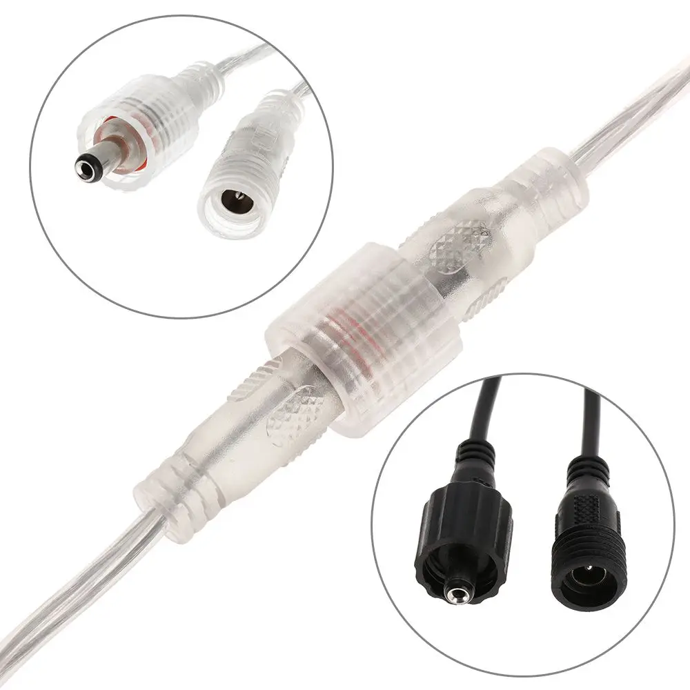 Pair 20cm Transparent/Black Plug Led strip Male and Female Connector IP68 Waterproof DC 5.5 x 2.1mm 2 Pin Power Wires
Pair 20cm Transparent/Black Plug Led strip Male and Female Connector IP68 Waterproof DC 5.5 x 2.1mm 2 Pin Power Wires