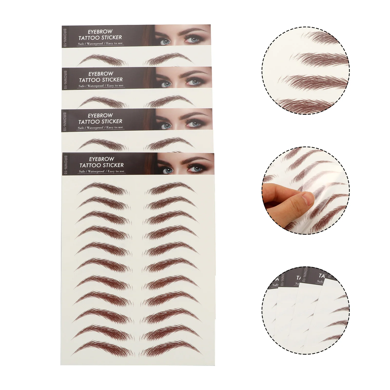 

4 Sheets 4D Hair- Tattoos Stickers Waterproof Temporary Brow Long- lasting Transfers Stickers Eyebrow