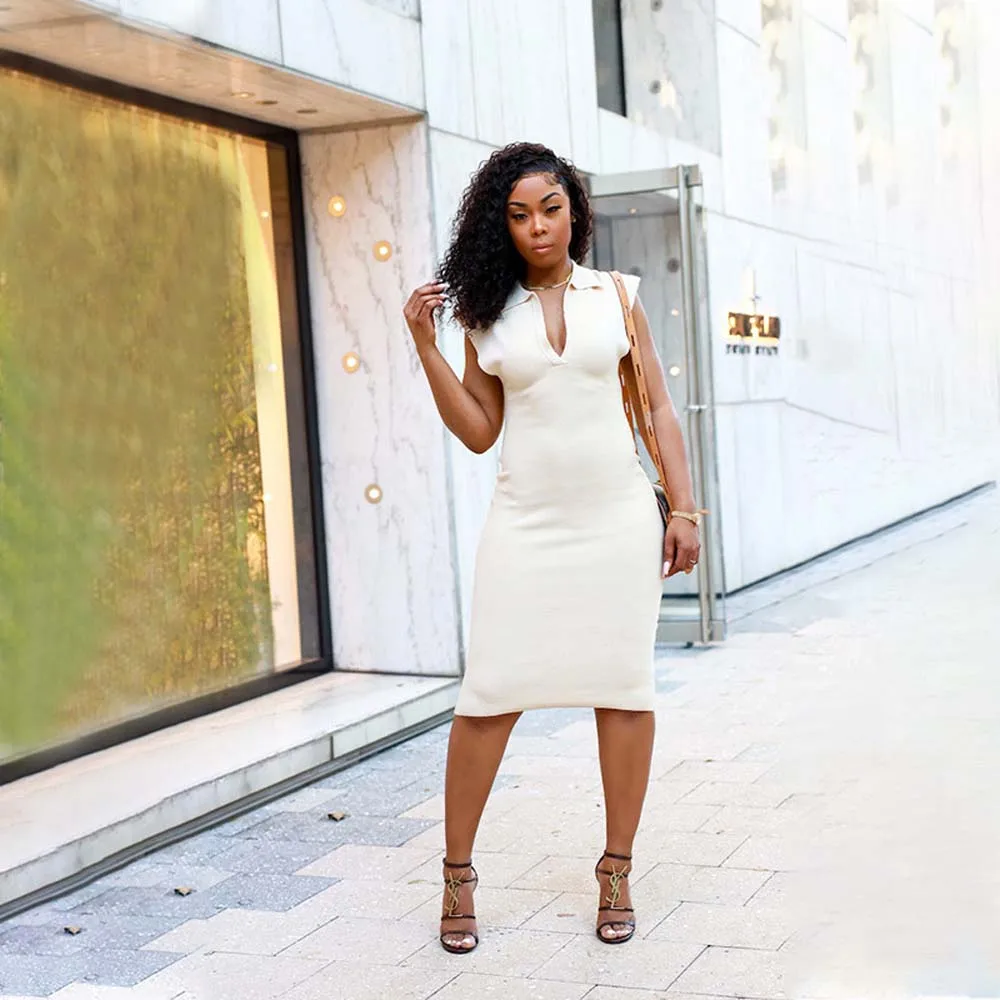 Bodycon Dress Knit Slim Lapel Solid Sleeveless Dress Batwing Sleeve Pencil Female Summer Pullover Casual Women's Dresses 2022
Bodycon Dress Knit Slim Lapel Solid Sleeveless Dress Batwing Sleeve Pencil Female Summer Pullover Casual Women's Dresses 2022