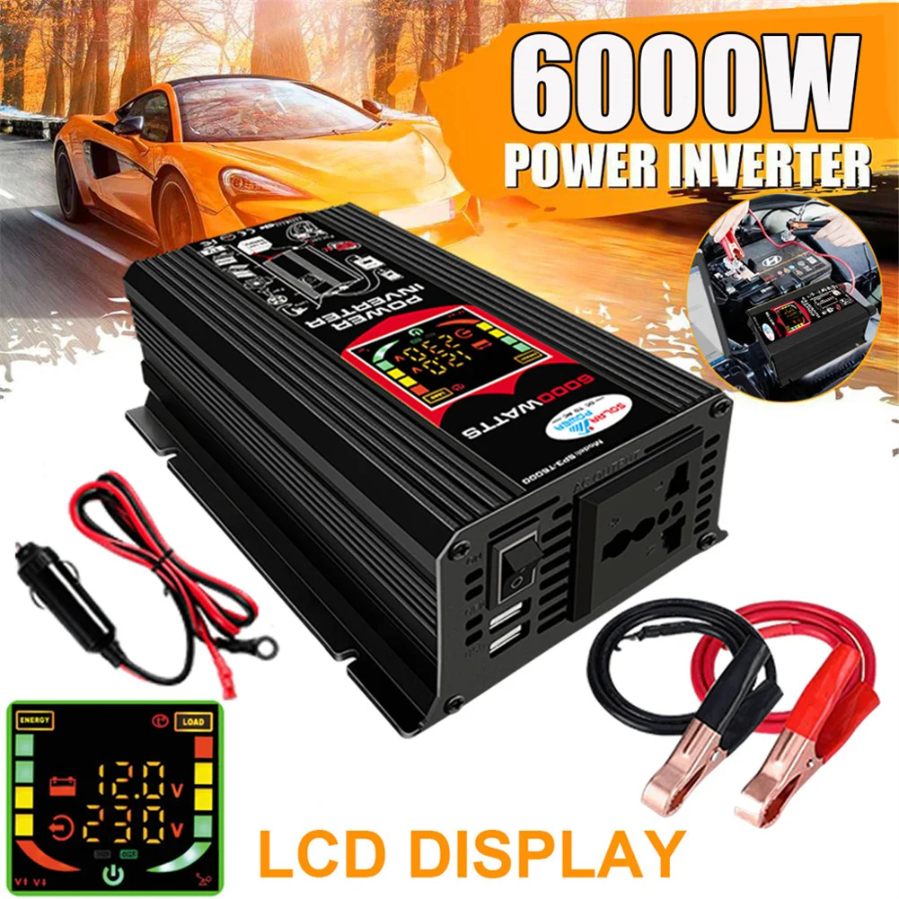 6000W DC 12V To AC 110/220V Car Voltage Converter Charger Adapter Dual USB High Material Vehicle Durable Inverter
6000W DC 12V To AC 110/220V Car Voltage Converter Charger Adapter Dual USB High Material Vehicle Durable Inverter