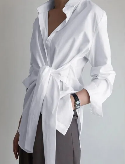 Blusas Mujer De Moda Tops Female Tunic Lapel Shirts Long Sleeve Chic Niche Design Lace-up Women's Blouses Mid-length Elegant
Blusas Mujer De Moda Tops Female Tunic Lapel Shirts Long Sleeve Chic Niche Design Lace-up Women's Blouses Mid-length Elegant