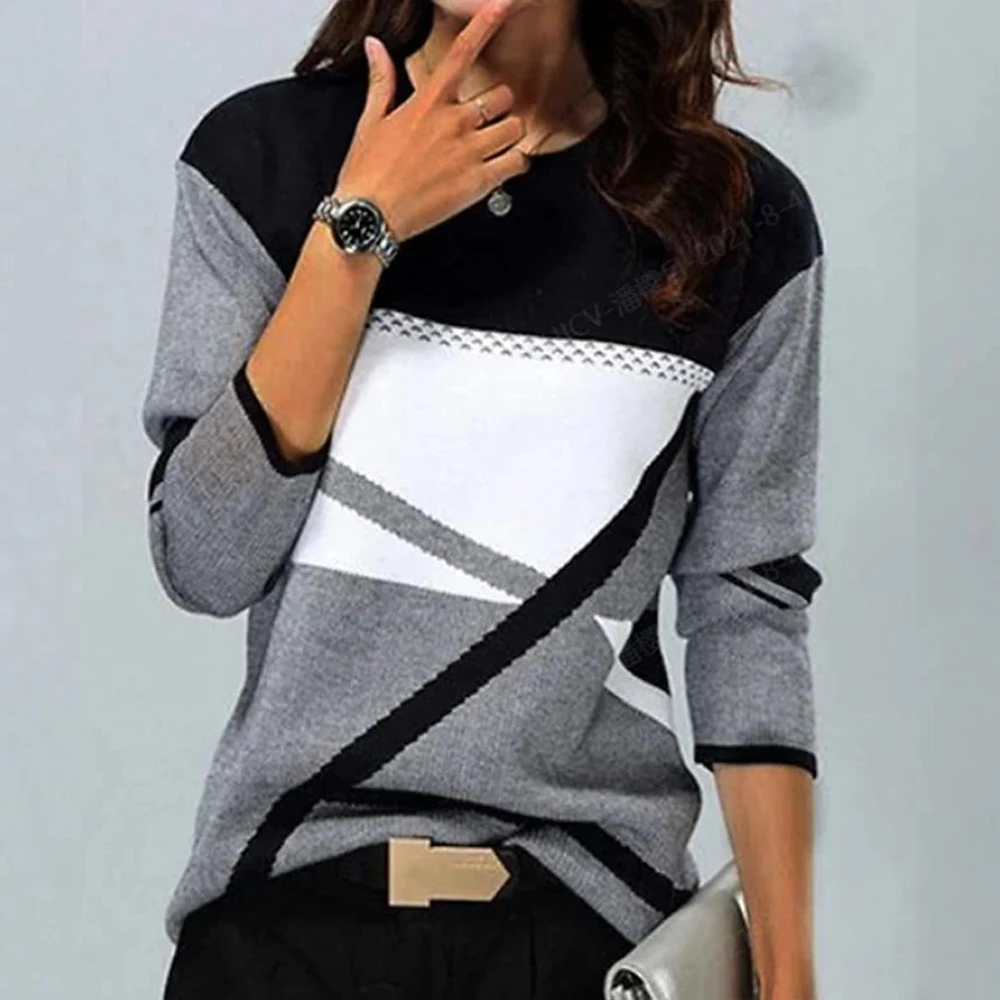 Women's Long Sleeve Sweater Spring Geometric Pattern Printed T-shirt Plus Size Fashion Pullover Harajukufemale Long Sleeves Tees
Women's Long Sleeve Sweater Spring Geometric Pattern Printed T-shirt Plus Size Fashion Pullover Harajukufemale Long Sleeves Tees