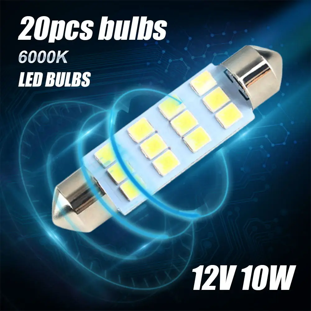 20PCS LED Interior Light Bulb Kit T10 31mm 42mm Bulb 12V Car Trunk Dome Light 6000K White License Plate Light Auto Reading Lamp
20PCS LED Interior Light Bulb Kit T10 31mm 42mm Bulb 12V Car Trunk Dome Light 6000K White License Plate Light Auto Reading Lamp