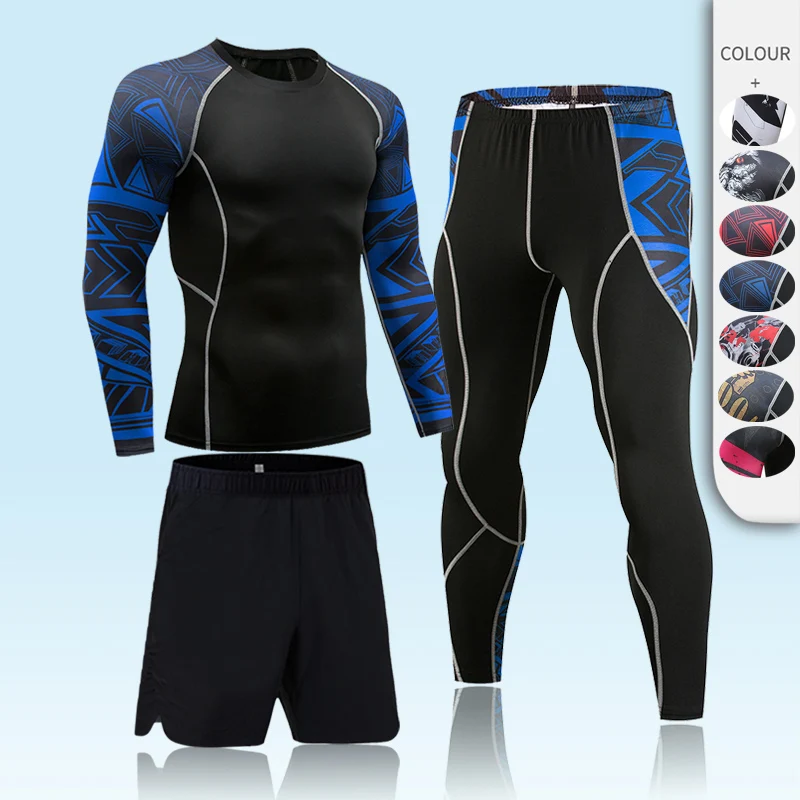 

Компрессионное нижнее белье мужское зимнее термобелье ММА 3D Волк Бодибилдинг футболка рашгарда леггинсы 2 шт. спортивный костюм для мужчин