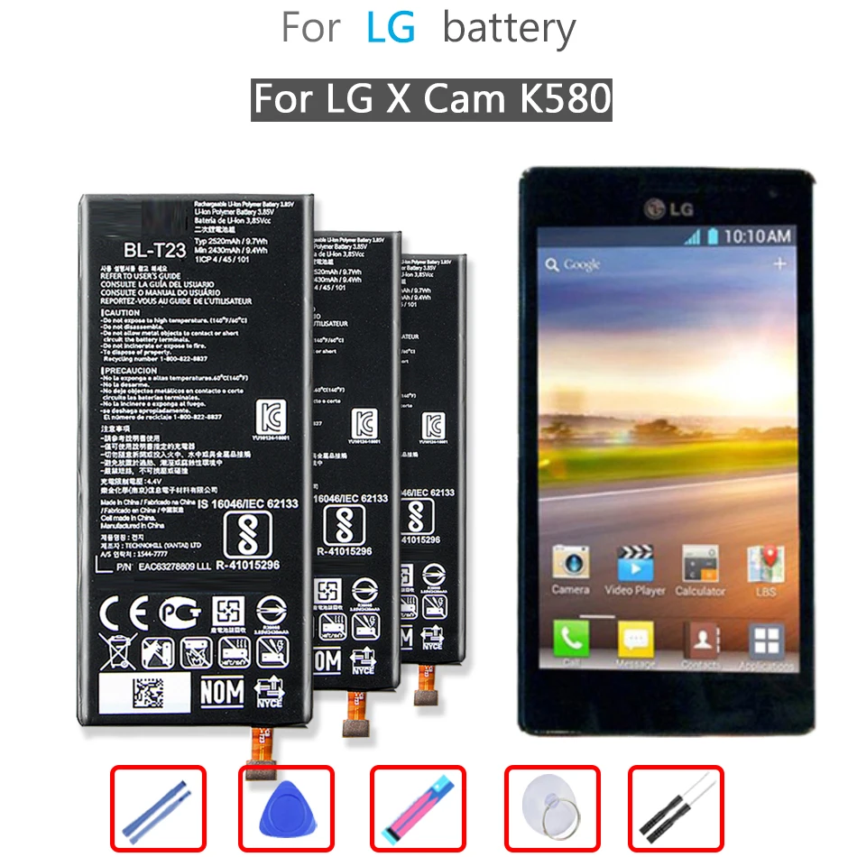 2500mAh BL-T23 Mobile Phone Battery For LG X Cam X-Cam XCam K580 K580Y F690 K580DS BL T23 Bateria + Free tool
2500mAh BL-T23 Mobile Phone Battery For LG X Cam X-Cam XCam K580 K580Y F690 K580DS BL T23 Bateria + Free tool