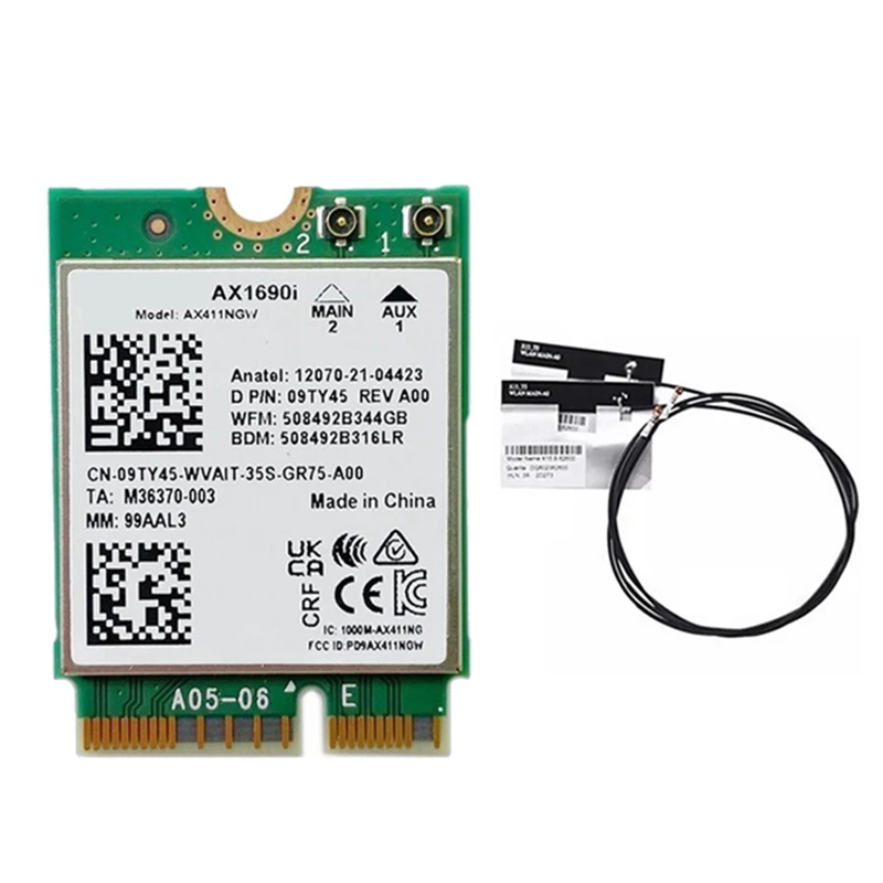 Карта Wi-Fi AX1690I + 2 антенны AX411 Wi-Fi 6E, скорость 802.11Ax 2,4/5/6 ГГц, Bluetooth, 3 беспроводной модуль
Карта Wi-Fi AX1690I + 2 антенны AX411 Wi-Fi 6E, скорость 802.11Ax 2,4/5/6 ГГц, Bluetooth, 3 беспроводной модуль