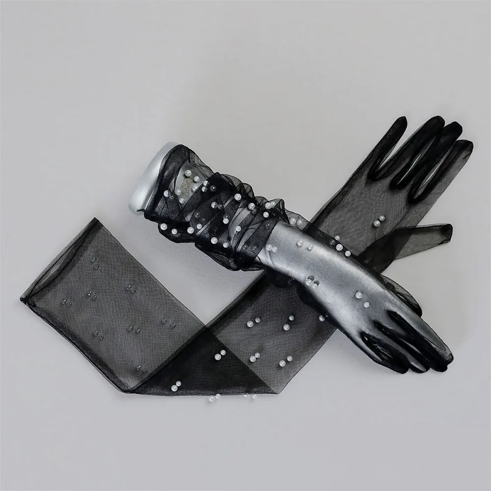 Transparent Lace Pearl Mesh Gloves Ultra-Thin Long Elbow Length Mittens Women Party Elegant Bride Wedding Dress Accessories
Transparent Lace Pearl Mesh Gloves Ultra-Thin Long Elbow Length Mittens Women Party Elegant Bride Wedding Dress Accessories