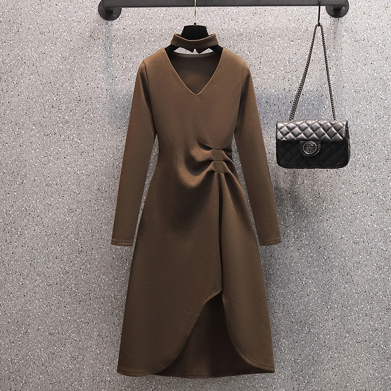 Large Size Women Knitted Dress Spring 2022 Solid Color Fashion V-Neck Long Sleeve Folds High Waist Sexy Split Midi Dresses
Large Size Women Knitted Dress Spring 2022 Solid Color Fashion V-Neck Long Sleeve Folds High Waist Sexy Split Midi Dresses