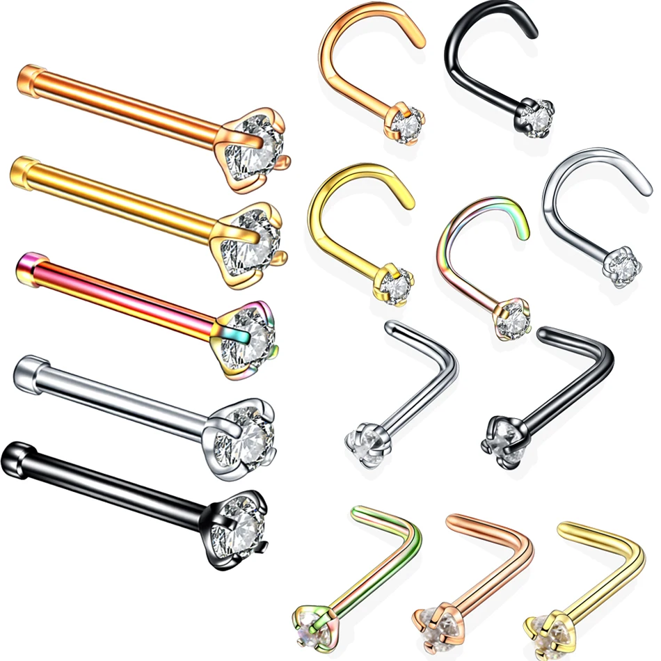 1Pc 316L Surgical Steel CZ Crystal Nose Stud Piercing Nose Screw Nazir Piercing Nostril Earring Piercing Jewelry 20G
1Pc 316L Surgical Steel CZ Crystal Nose Stud Piercing Nose Screw Nazir Piercing Nostril Earring Piercing Jewelry 20G