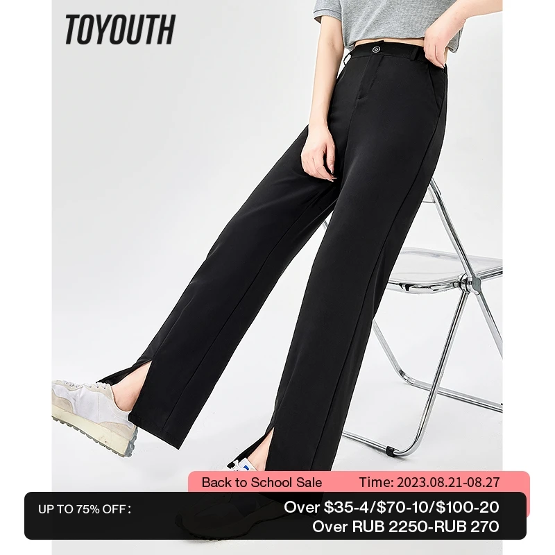 Toyouth Women Suit Pants 2023 Summer High Waist Straight Long Trousers Thin Split Hem Casual Elegant Official Pants
Toyouth Women Suit Pants 2023 Summer High Waist Straight Long Trousers Thin Split Hem Casual Elegant Official Pants