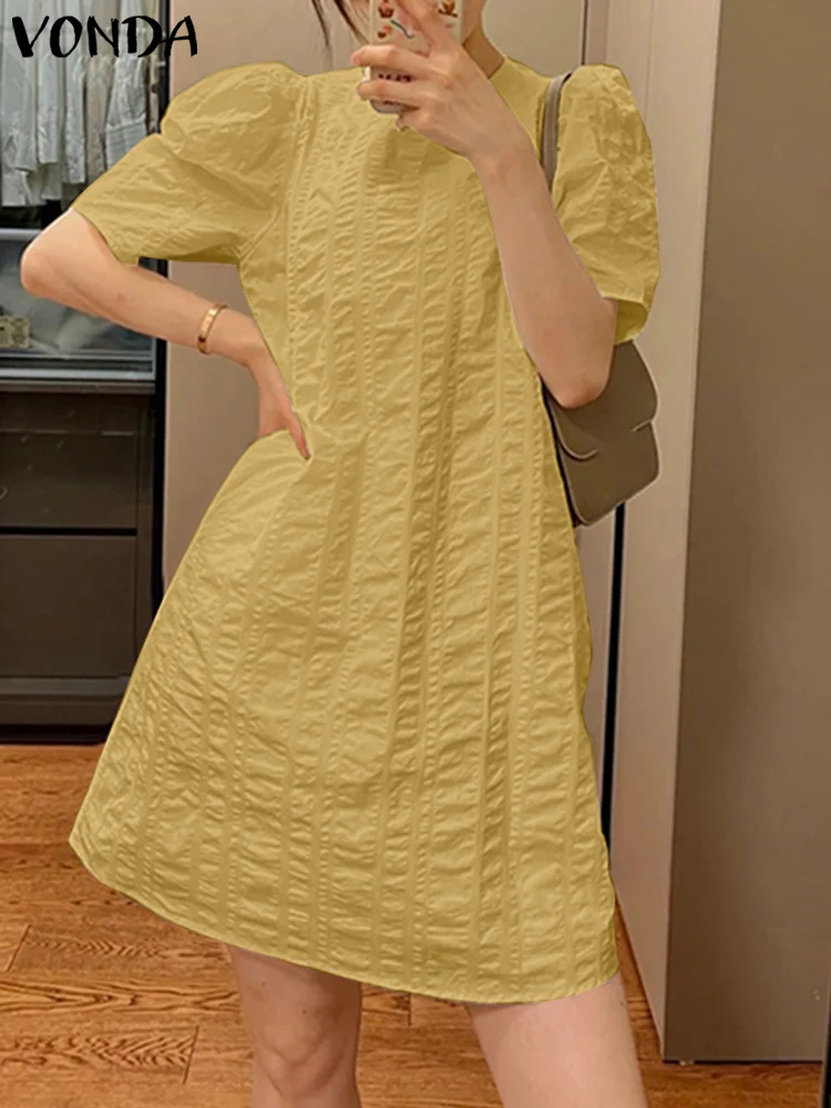 Women Summer Dress Fashion Puff Sleeve Dresses 2023 VONDA Bohemian Solid Color Party Vestidos Fashion Robe Femme Oversized
Women Summer Dress Fashion Puff Sleeve Dresses 2023 VONDA Bohemian Solid Color Party Vestidos Fashion Robe Femme Oversized