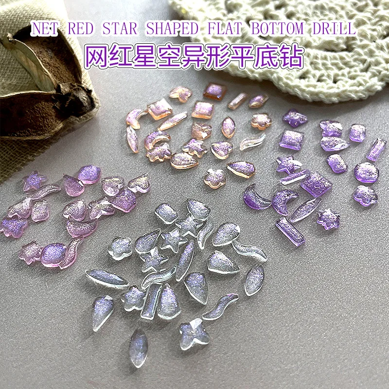 

50Pcs Multi-Shapes Resin Aurora Nail Art Flatback Rhinestones Transparent Sparkle Nail Art DIY Gems Stones 3D Manicure Crafts