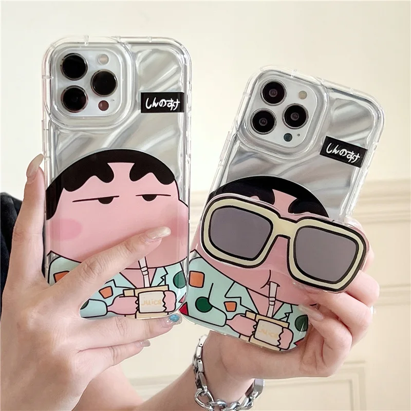 

Crayon Shin-chan Sunglasses Cool Cartoon Phone Case for IPhone 11 12 13 14 Pro Max XR Xs X Cover Soft Anti-fall Shockproof Cover