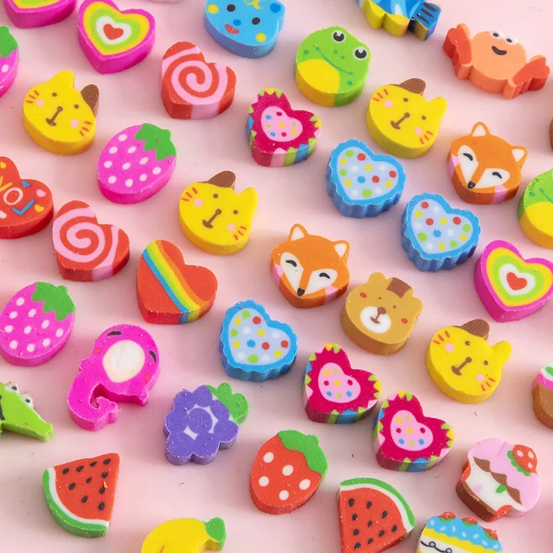 50pcs/bag Mini Erasers Kawaii Fruit Animals Love Hearts Pencil Eraser Kids Gifts Korean Stationery School Office Supplies 
50pcs/bag Mini Erasers Kawaii Fruit Animals Love Hearts Pencil Eraser Kids Gifts Korean Stationery School Office Supplies