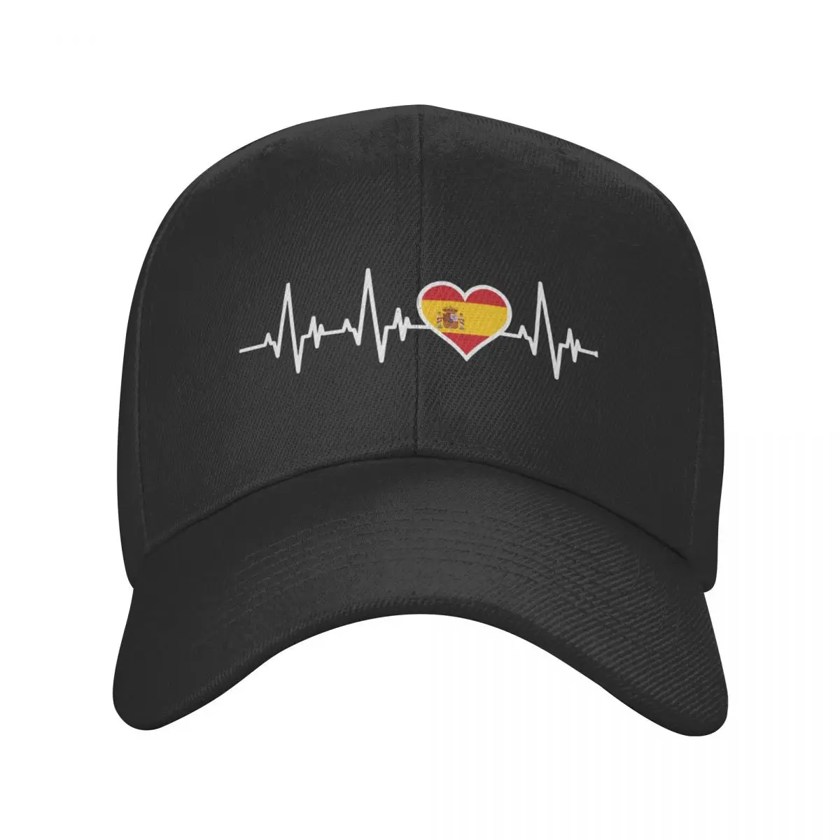 

Classic Unisex Spanish Heartbeat Spain Flag Baseball Cap Adult Adjustable Dad Hat for Men Women Hip Hop Snapback Caps