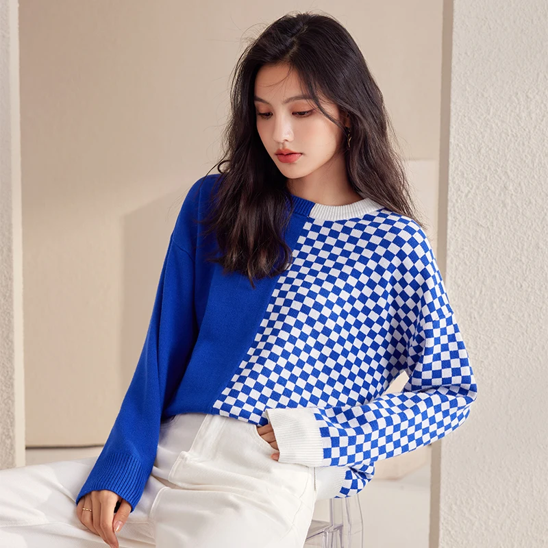 New Fashion Ladies Color Contrast Lattice Splicing Sweater Women Sexy Tops Female Girls Casual Vingate Knitted Pullover Sweaters
New Fashion Ladies Color Contrast Lattice Splicing Sweater Women Sexy Tops Female Girls Casual Vingate Knitted Pullover Sweaters