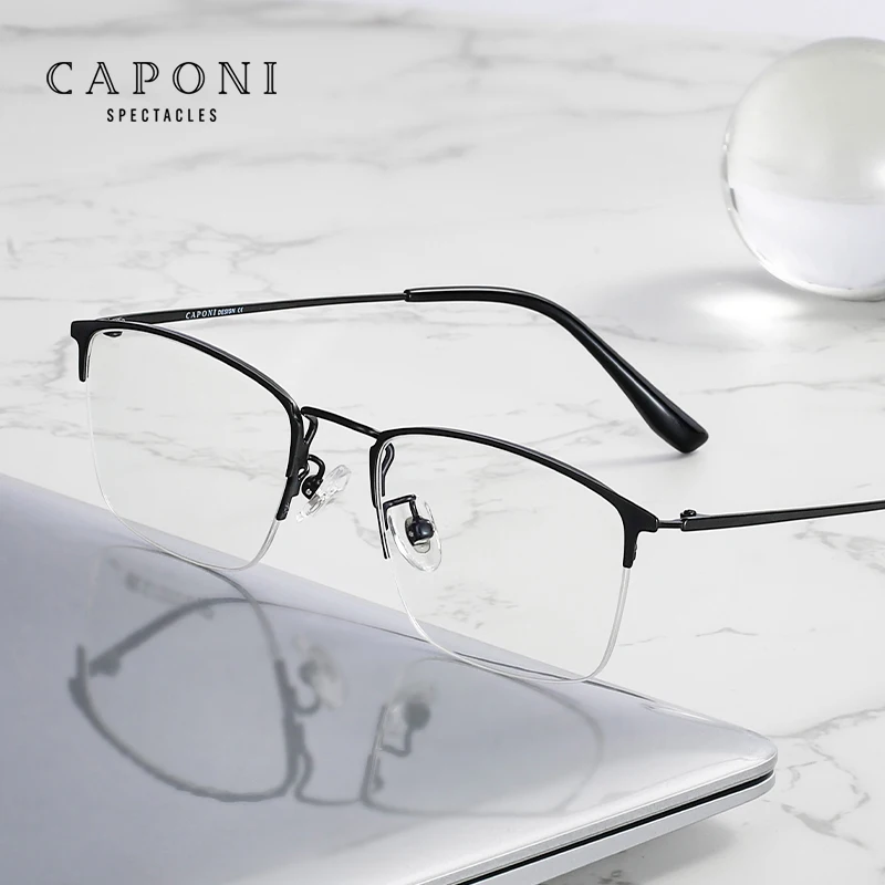 CAPONI Half Frame Glasses Men Titanium Alloy Light Weight Spectacles Business Style Blue Ray Blocking Computer Eyeglasses JF8017
CAPONI Half Frame Glasses Men Titanium Alloy Light Weight Spectacles Business Style Blue Ray Blocking Computer Eyeglasses JF8017