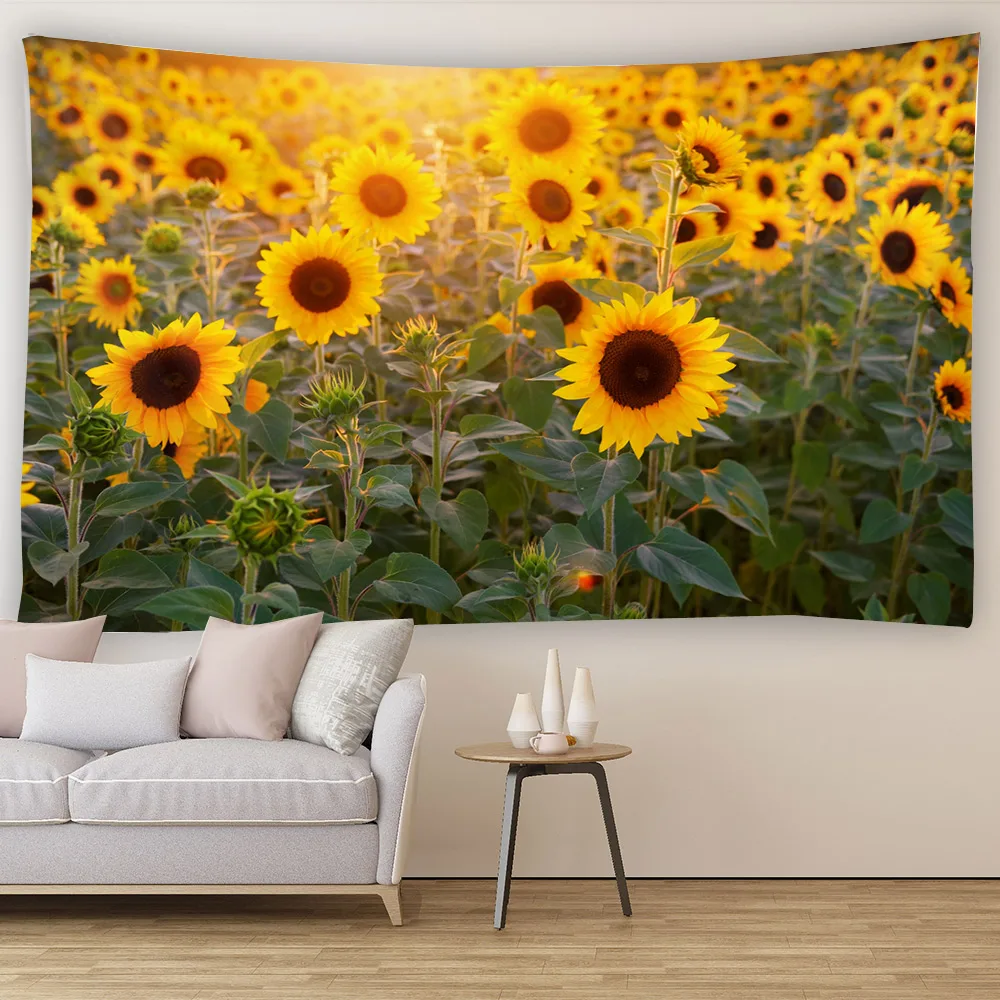 

Tulip Sunflower Flower Sea Wall Hanging Tapestry Art Deco Blanket Curtain Hanging at Home Bedroom Living Room Decoration