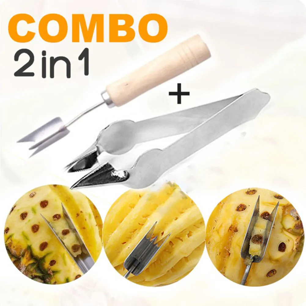 Pineapple Eye Peeler Stainless Steel Remover Cutting Clip 2 In 1 Combo Fruit Vegetable Tools Slicers Shovel Kitchen Tools Knife
Pineapple Eye Peeler Stainless Steel Remover Cutting Clip 2 In 1 Combo Fruit Vegetable Tools Slicers Shovel Kitchen Tools Knife