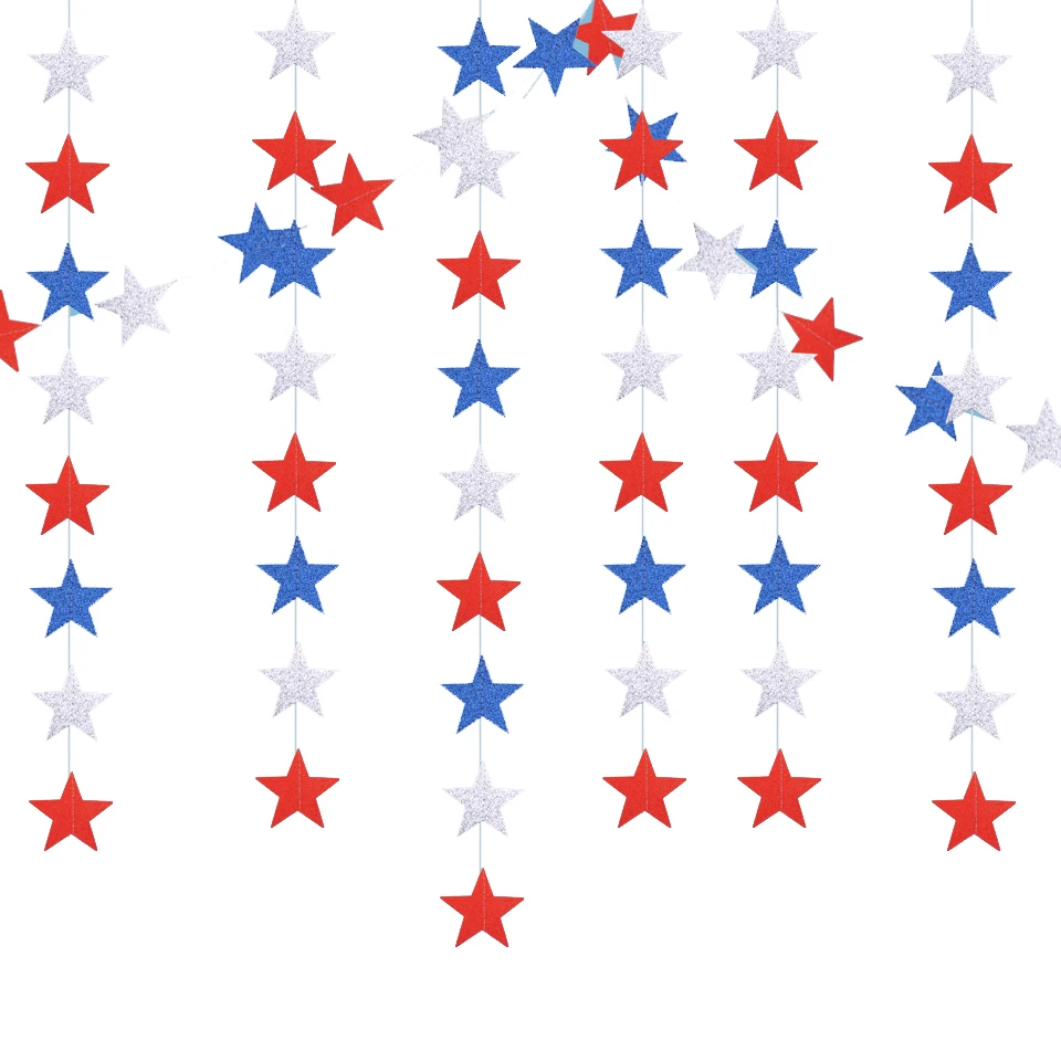 American Independence Day Ornament Glitter Gold Blue Red Silver Pentagram Paper Pull Flower Party Glitter Paper Flower String
American Independence Day Ornament Glitter Gold Blue Red Silver Pentagram Paper Pull Flower Party Glitter Paper Flower String