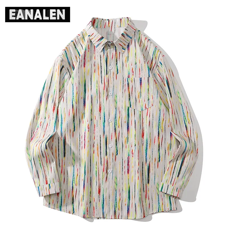 Harajuku Retro Rainbow Machine Colorful Striped Social Shirts Men's Oversized Korean Apparel Fashion Casual Shirts Long Sleeve
Harajuku Retro Rainbow Machine Colorful Striped Social Shirts Men's Oversized Korean Apparel Fashion Casual Shirts Long Sleeve