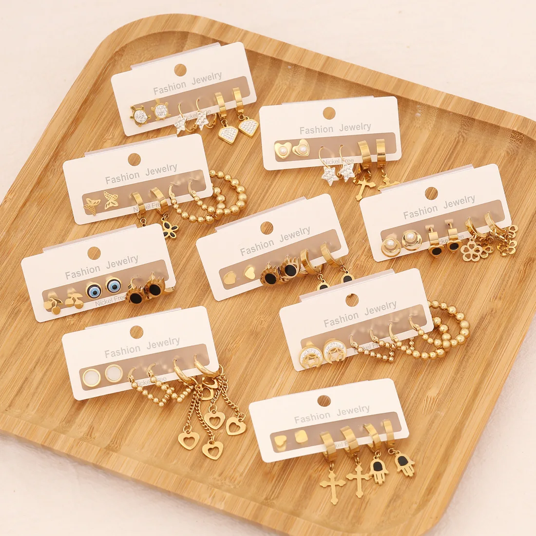 3 Pairs Eye Long Butterfly Stainless Steel Hoop Earring Set for Woman Girl Love Heart Stud Earrings Female Fashion Jewelry
3 Pairs Eye Long Butterfly Stainless Steel Hoop Earring Set for Woman Girl Love Heart Stud Earrings Female Fashion Jewelry