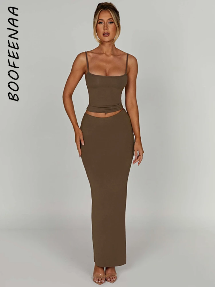 BOOFEENAA Sexy Long Dress Sets Womens Clothing Two Piece Set Maxi Skirt and Crop Top Casual Summer Brunch Outfits C69-CD28
BOOFEENAA Sexy Long Dress Sets Womens Clothing Two Piece Set Maxi Skirt and Crop Top Casual Summer Brunch Outfits C69-CD28