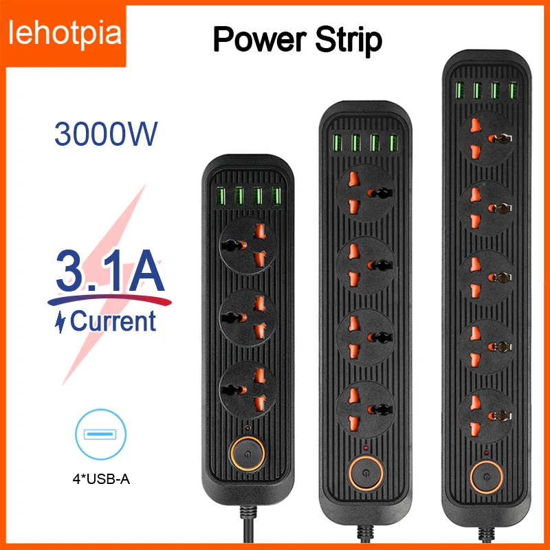 Удлинитель Lehotpia сетевой с 4 USB-портами 3 1 А |