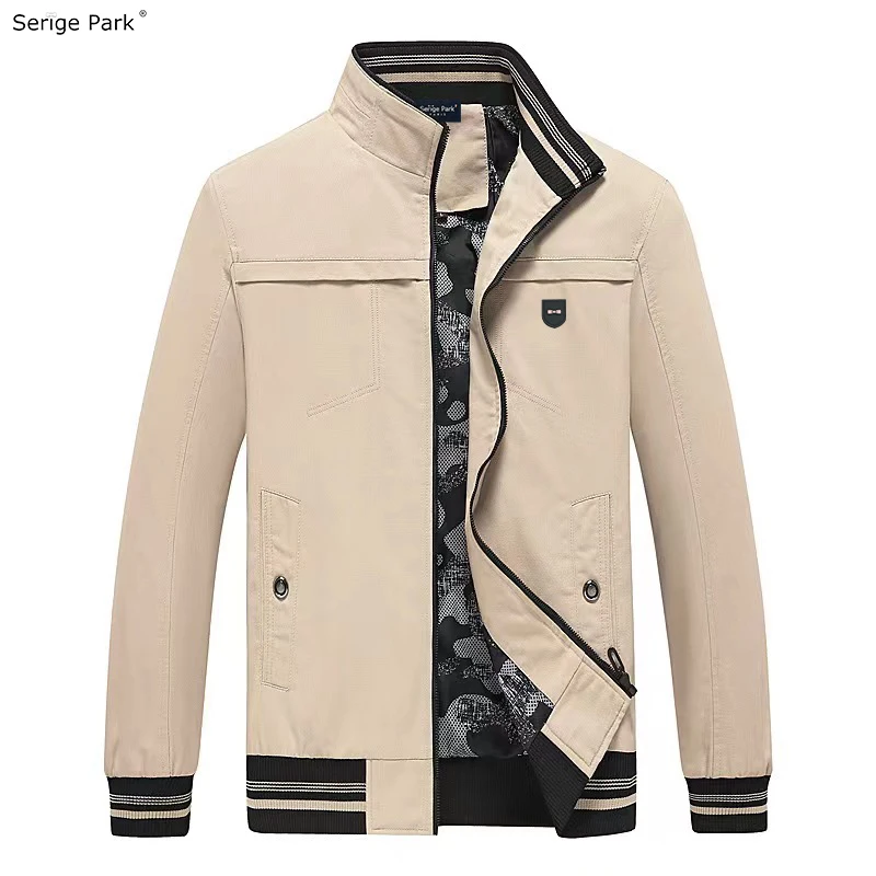 

Serige Park Luxury Jacket Men's Bowknot 2023 Autumn New High Quality Cotton Washed Standing Collar Men's Coat Fashion Eden Tops