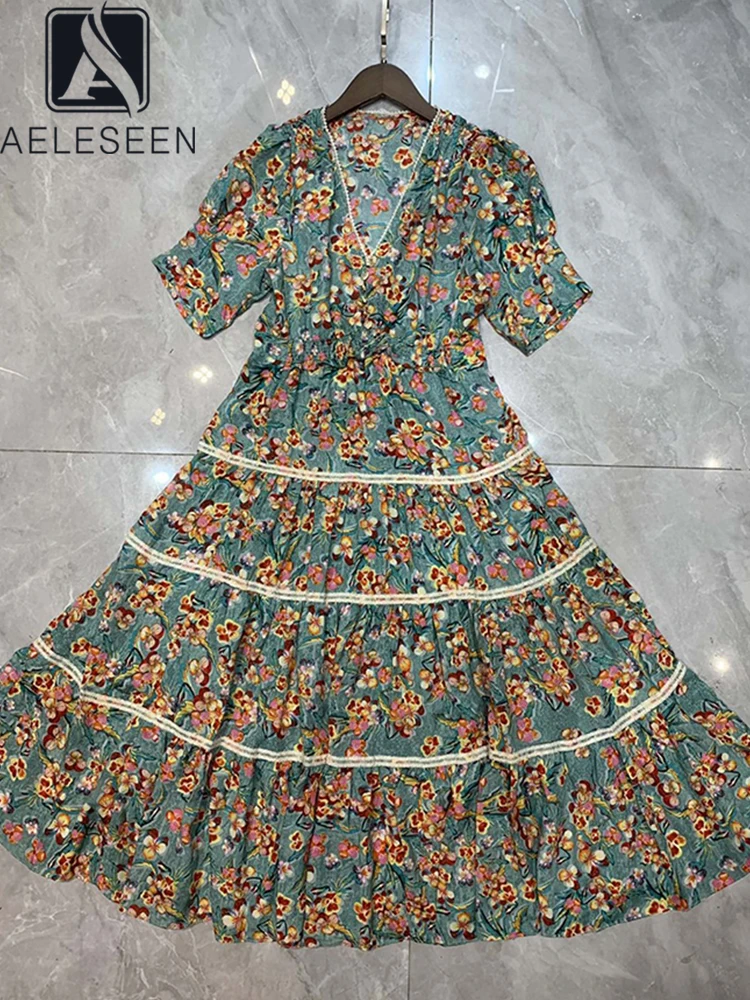 AELESEEN Fashion Runway 2022 Summer Elegant Dress Short Sleeve V-Neck Flowers Printed Green Women Office Lady Midi
AELESEEN Fashion Runway 2022 Summer Elegant Dress Short Sleeve V-Neck Flowers Printed Green Women Office Lady Midi
