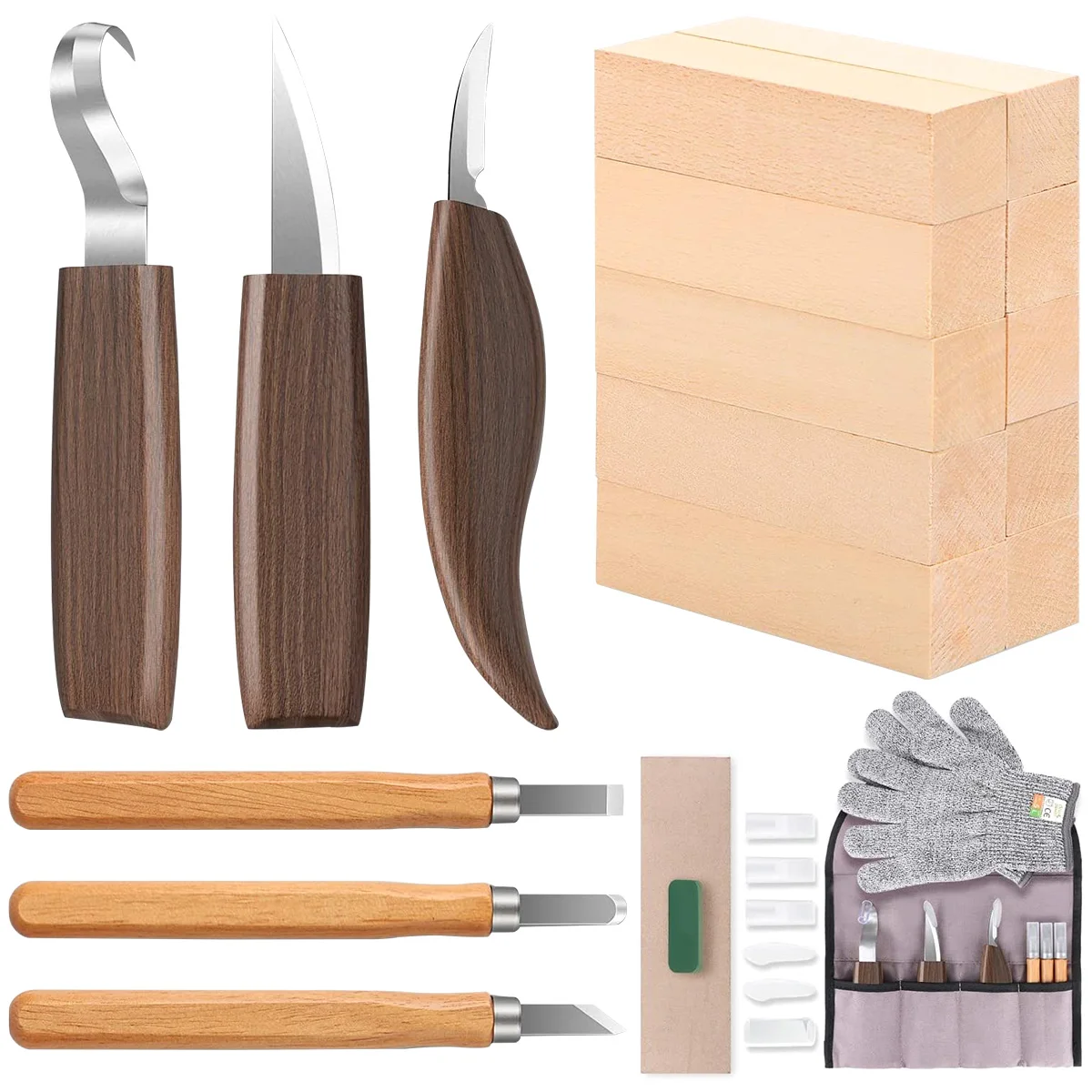 Wood Carving Tool Set Ergonomic Wood Whittling Kit Portable Sharp Wood Engraving Tool Kit with Wood Carving Blocks Polishing Wax
Wood Carving Tool Set Ergonomic Wood Whittling Kit Portable Sharp Wood Engraving Tool Kit with Wood Carving Blocks Polishing Wax